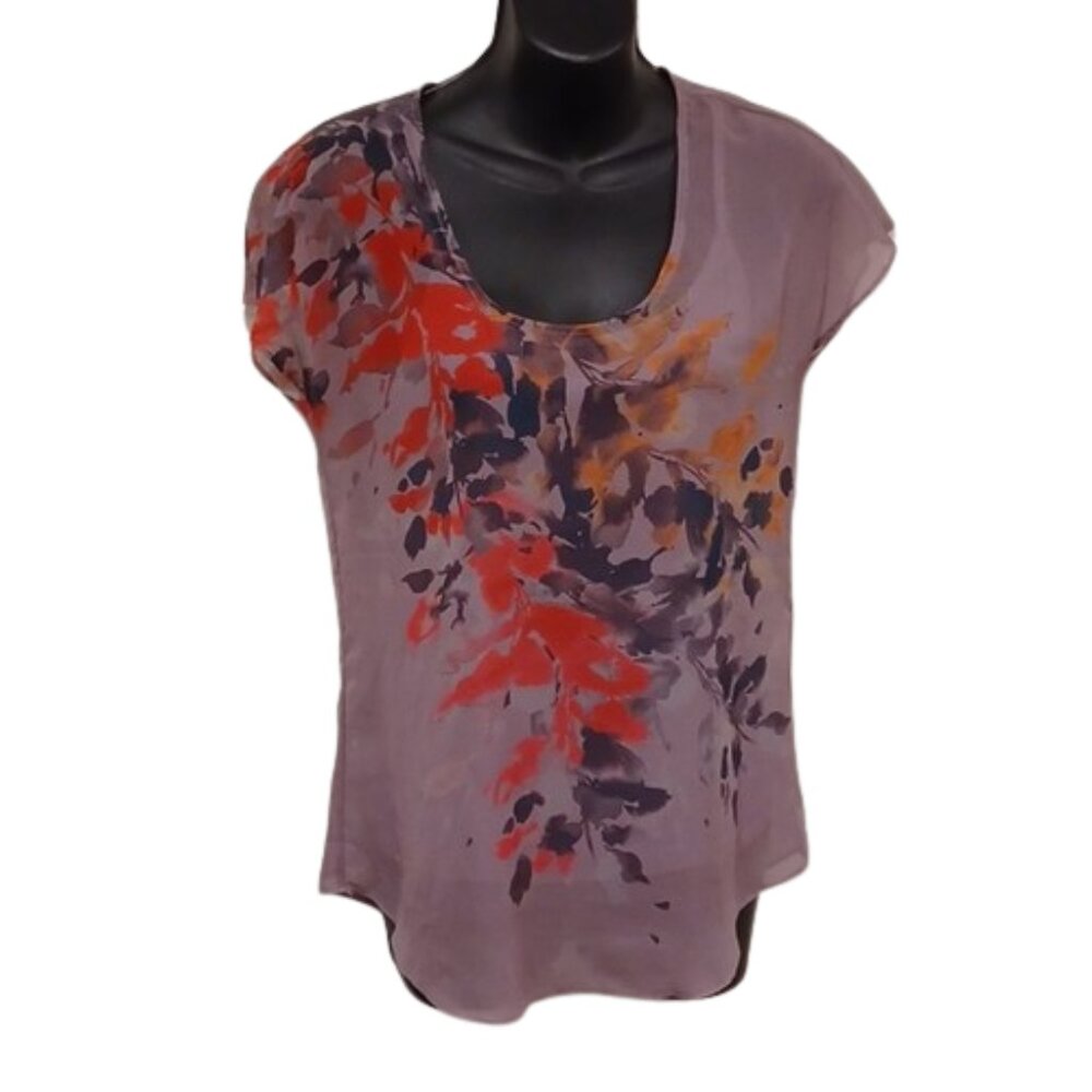 Le Chateau Sheer Floral Print Pull On Blouse- Sz. XS